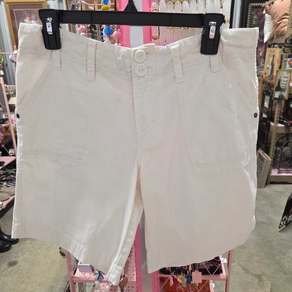Sanctuary Surplus Womens Off White Utility Cargo Shorts Size 29 Double Button